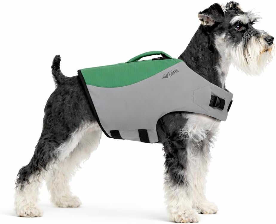 Dog Life Jacket, Sport Style Dog Float Coat with Excellent Buoyancy, Stylish Dog Swimming Safety Vest with Rescue Handle for Small Medium Large Dogs Green S