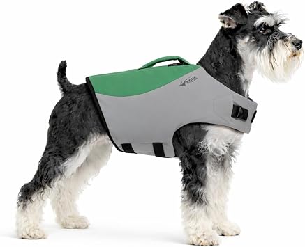 Dog Life Jacket, Sport Style Dog Float Coat with Excellent Buoyancy, Stylish Dog Swimming Safety Vest with Rescue Handle for Small Medium Large Dogs Green S