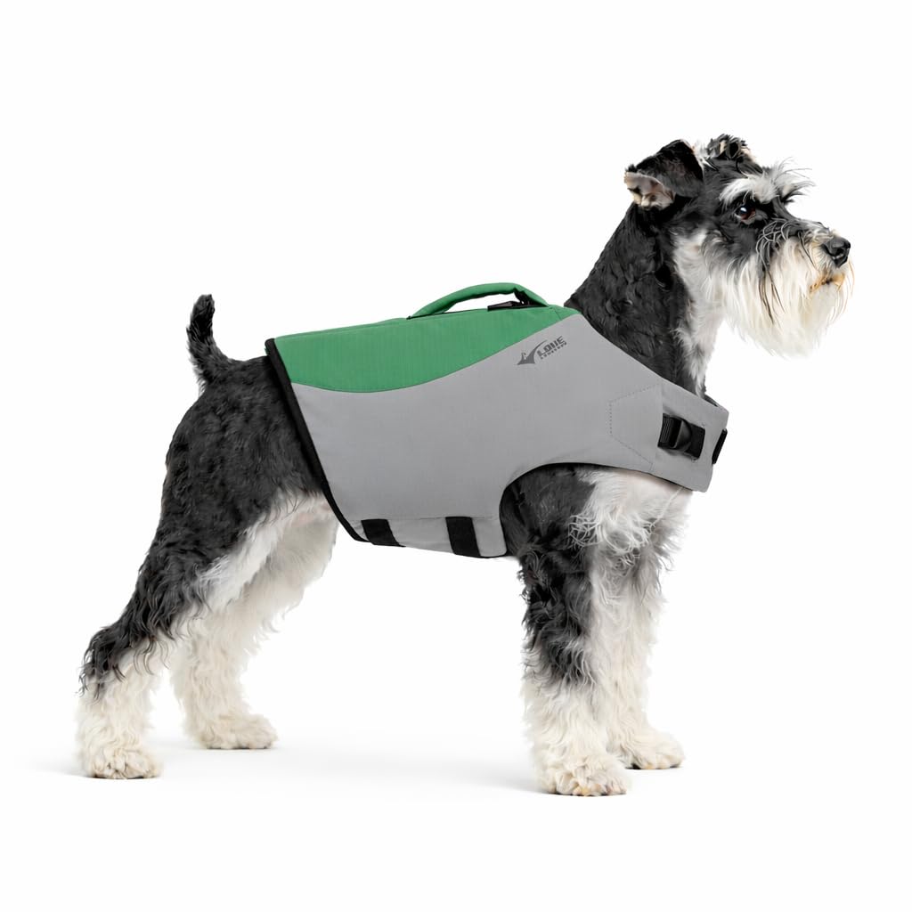 Dog Life Jacket, Sport Style Dog Float Coat with Excellent Buoyancy, Stylish Dog Swimming Safety Vest with Rescue Handle for Small Medium Large Dogs Green S