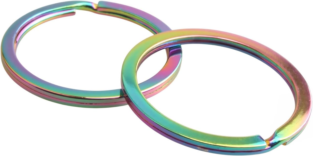 35mm/1.38” Rainbow Color Flat Key Chain Rings Metal Split Ring for Home Car Keys Organization DIY (20)