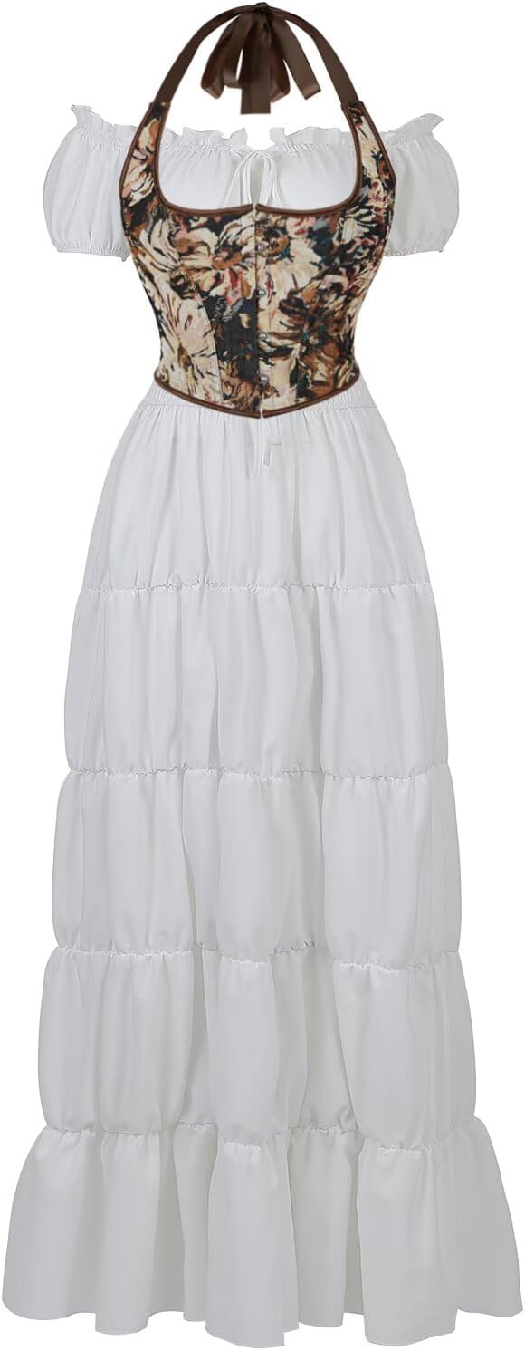 Women Corset Dress 2 PieceMaxi Renaissance Medieval Peasant Halloween