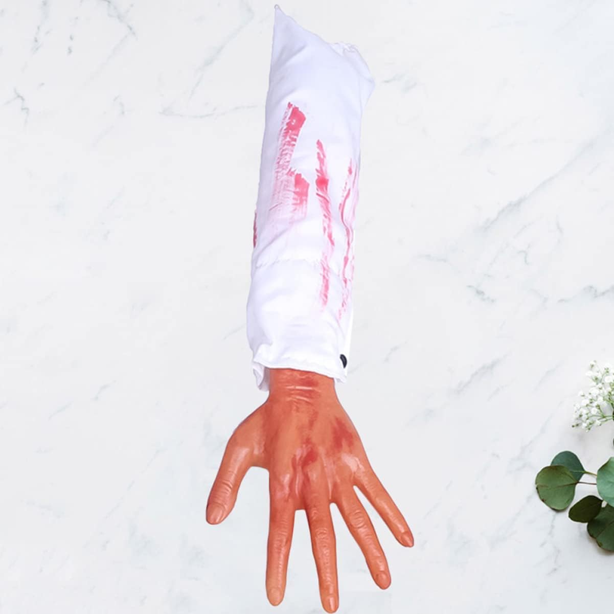 2pcs Realistic Fake Severed Hands Halloween Props Scary Hand Decorations for Haunted House Party Props and Pranks Includes -Stained