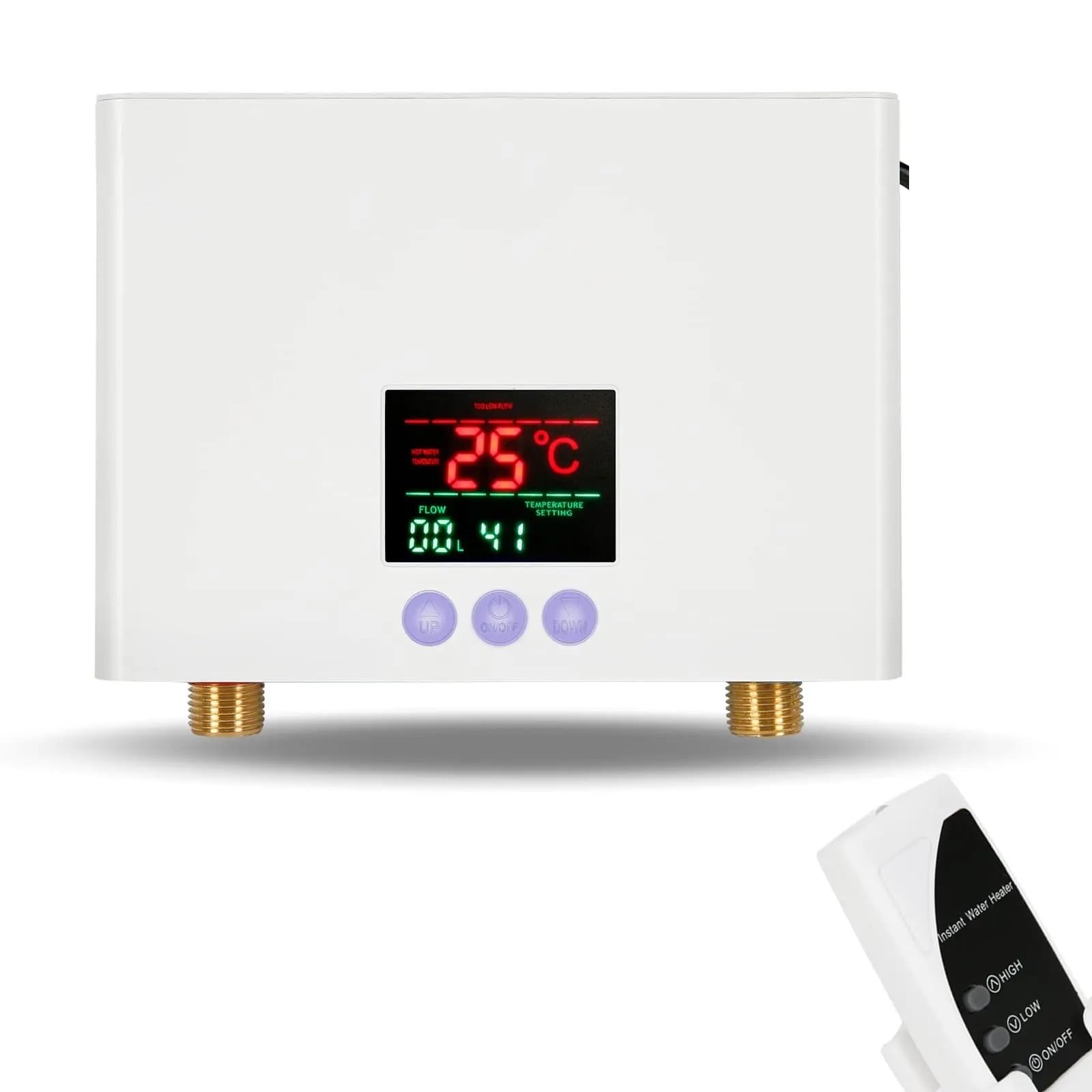 Mooilko Bianco Tankless Water Heater, 3000W Mini Electric Instant Hot Water Heater Led Display, On Demand Water Heater With Remote Control Easy To Use(Bianco)