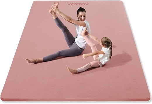 YOTTOY Large Yoga Mat (75 * 52 * 1/2inch),Extra Wide TPE Exercise Mat,Non-Slip Workout Mat for Pilates, Fitness, Barefoot,...