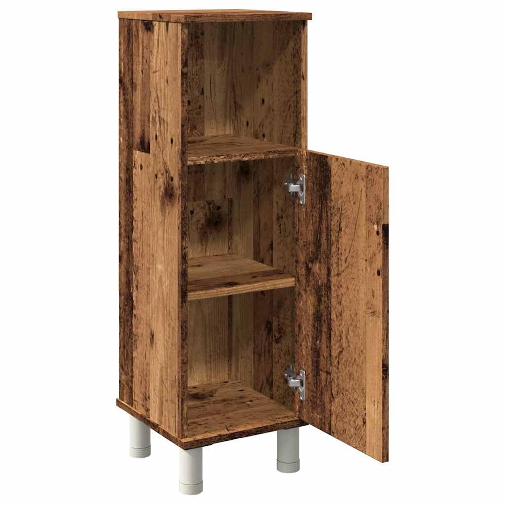 Szafka łazienkowa o wyglądzie starego drewna, 30 x 30 x 95 cm, materiał drewnopochodny, szafka łazienkowa z drzwiami, miejsce do przechowywania środków czyszczących, odporna na wilgoć, trwała