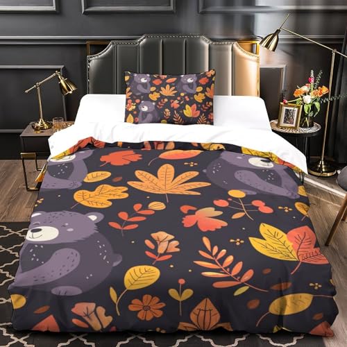 Housse de couette ours 3D anti-glissement avec zip pour lit simple adolescent et enfant - 4
