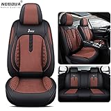 【Material de alta calidad】 Fundas asientos coche utiliza cuero antiarrugas de alta calidad, tela no tejida incorporada y espuma viscoelástica elástica. El grosor adecuado te hará sentir muy cómodo y no te sentirás cansado al conducir.