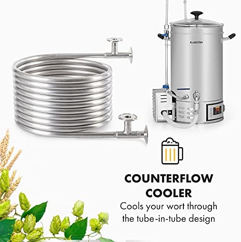 Klarstein Counterflow - Counterflow Cooler, Loop Diameter: 28 cm Ø, Accessories for Cooling Down Wort, 9 Loops, Quick Coupling, Inner/Outer Diameter 9.5/16 mm, Home Brewing, Stainless Steel