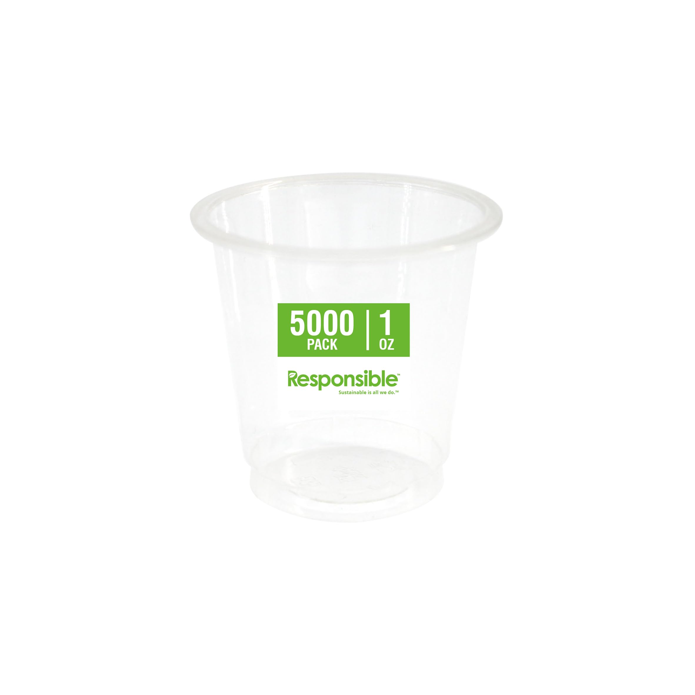 1 oz Clear Portion Cups by Responsible Products – Small, 1.0 ounces, PLA, Clear, Pack of 5000