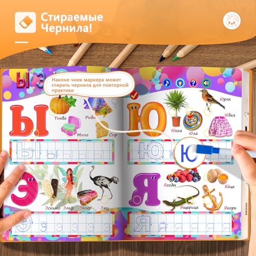 Russian Interactive Talking Book for Toddler 3-5, Birthday for Boys Girls,USB-C Rechargeable Sound Book,600+ Sounds,13 topics of Alphabet & Numbers,with 1 Color Pen by biidi - Image 8