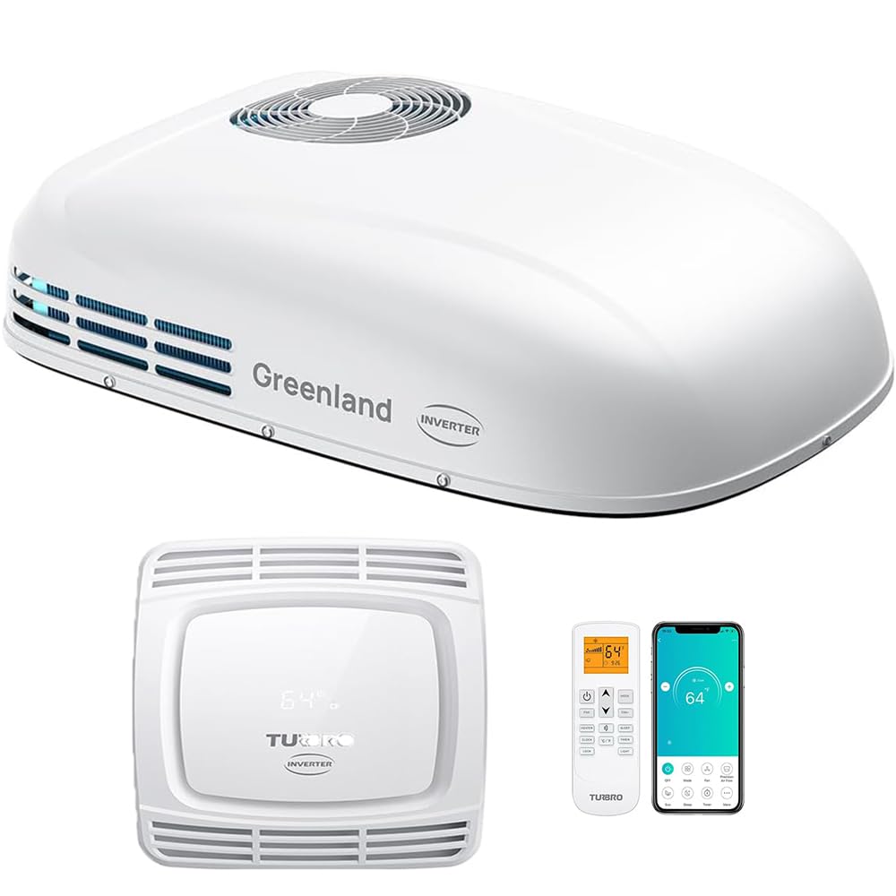 Photo 1 of *PARTIAL SET*
TURBRO Inverter 13.5K BTU RV Air Conditioner with Cooling and Heat Pump, Non-Ducted Low-Profile Rooftop Unit, Quiet Operation, WiFi & Remote Control, LED Atmosphere Light, White
