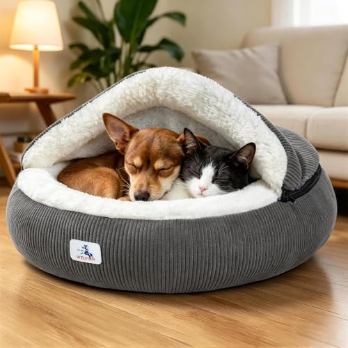 Calming Cozy Dog Cave Cover Bed Burrow Small Doggy Anti Anxiety