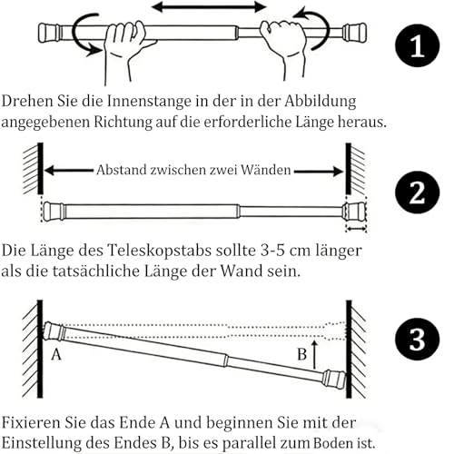 Gardinenstange Zum Klemmen Teleskopstange Klemmstange – 4er-Pack Verstellbar Ohne Bohren 40–70 Cm Für Fenster Badezimmer Kleiderschrank Stabil Vielseitig