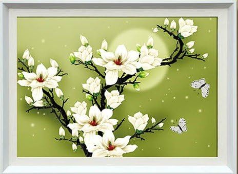 White flower cross stitch embroidery kit 3D stereoscopic moonlit night (japan import)
