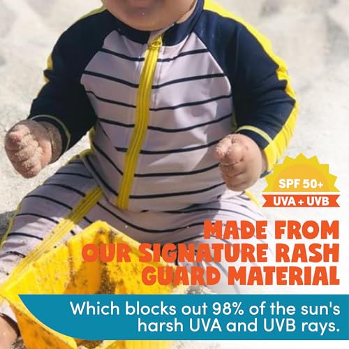 Image of SwimZip UPF50+ Boys Swim Shirt, Long Sleeve One Piece Kids Sunsuit