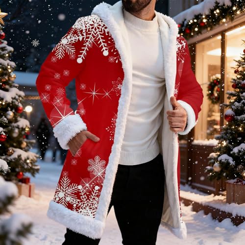 Cárdigan de Navidad con capucha y bolsillos capa holgada de nieve 2
