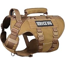 Service Dog Vest for Large Dogs, Brown Tactical Harness with Military MOLLE, Breathable Mesh & 39g Metal Buckle - Size L for Training & Hiking