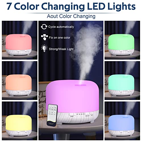 Essential Oil Diffuser For Large Room: 500Ml Aromatherapy Ultrasonic Air Humidifier With Remote Control For Home - Aroma Cool Mist Vaporizer With Led Light & Timer For Bedroom Office #TOP1