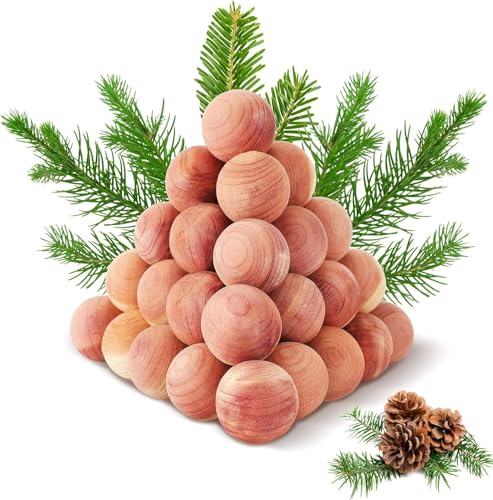 Yizhet Cedro Antipolillas, 40 Piezas Bolas de Cedro Antipolillas Natural contra de Polilla para Ropa, Armarios, Ambientador, Perchas, Cajones