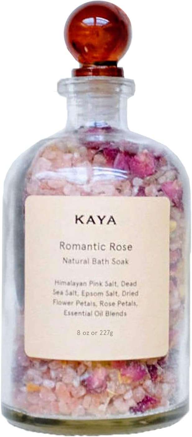 Kaya Rose Bath Soak | All Natural Bath Soak with Geranium Essential Oil 8 oz | Gift for Mom