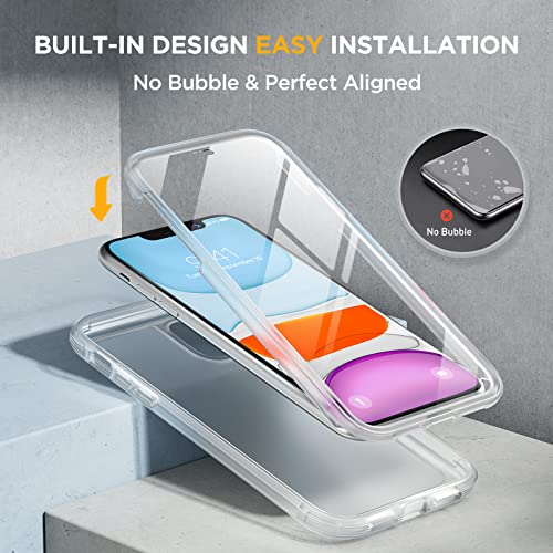 Image of Miracase Glass Series for iPhone 11 Case 6.1 inch, Upgraded Full-Body Rugged Phone Bumper Case Cover with Built-in 9H Tempered Glass Screen Protector and Camera Protector, Matte Clear