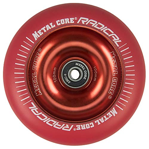 Metal Core Roue radicale monochrome pour scooter Freestyle Diamètre 100 mm (Rouge) Cover