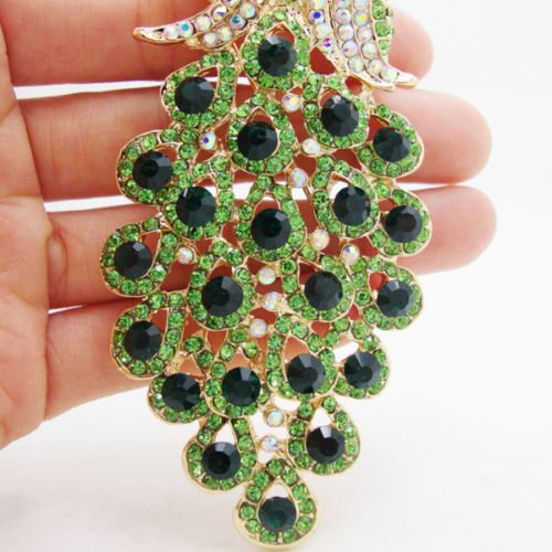 Image of TTjewelry Vintage Peacock Bird Rhinestone Crystal Brooch Pin Art-Deco Style Bird Pendant