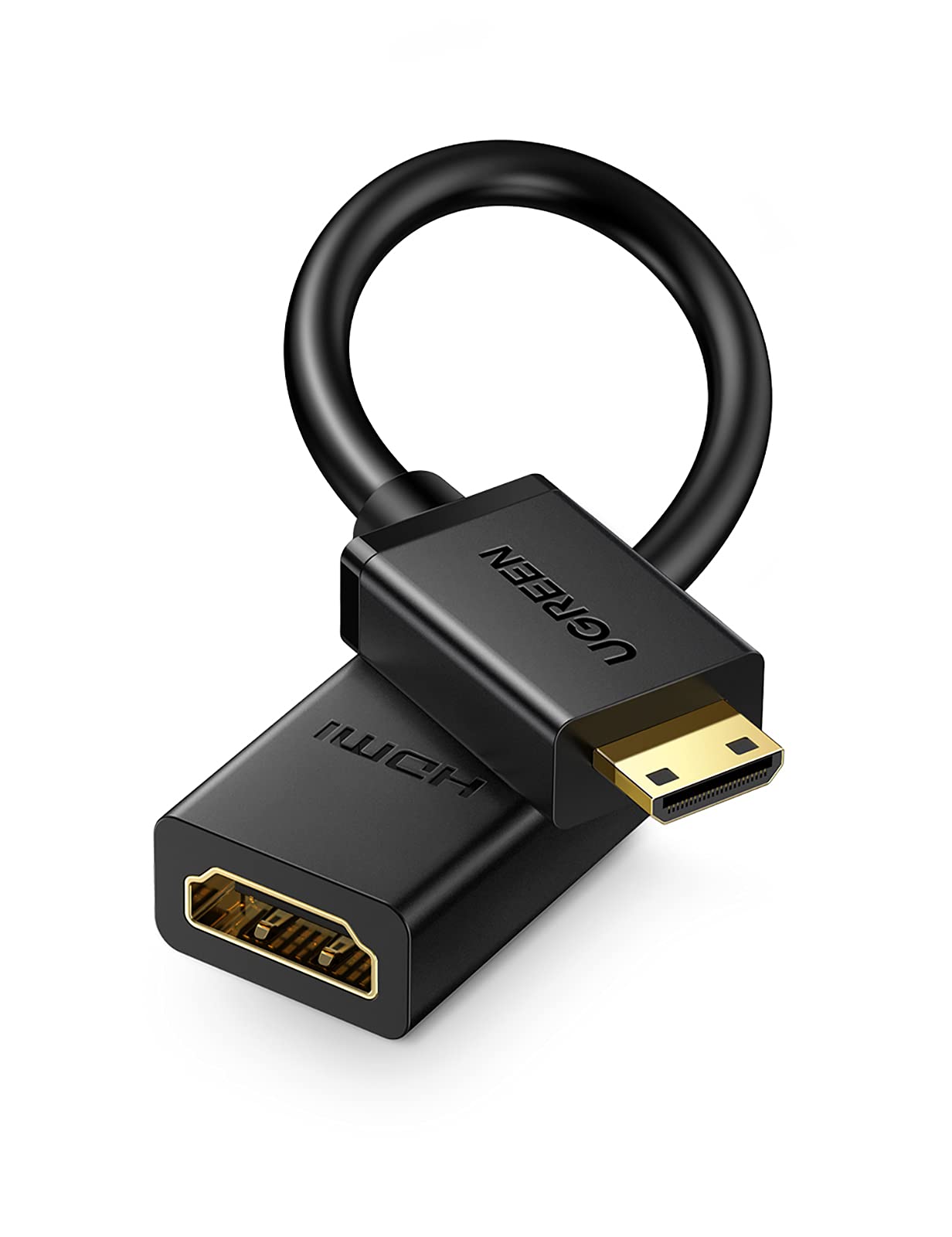 UGREEN Mini HDMI to HDMI Adapter 4K 60Hz Male to Female Adapter Compatible with Raspberry Pi, Portable Monitors, DSLR Cameras, Camcorders, Laptops, Projectors, Tablets Graphics Cards 0.6FT