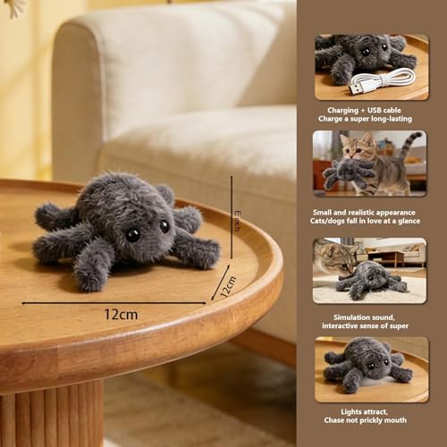 Jouet pour chat à distance : araignée en peluche interactive à 3 modes - 8