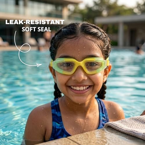 Image of BURNLAB Swimming Goggles for Kids, Clear Vision Pool Goggles for Boys & Girls, Easy Adjustable Strap