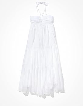 Buy American Eagle Womens U-0395-7146-100 Ruched Halter Midi Dress, WHITE,  S at Amazon.in