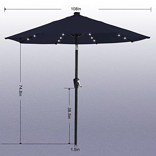Abccanopy Durable Solar Led Patio Umbrellas With 32Led Lights 9Ft (Navy Blue) #TOP2