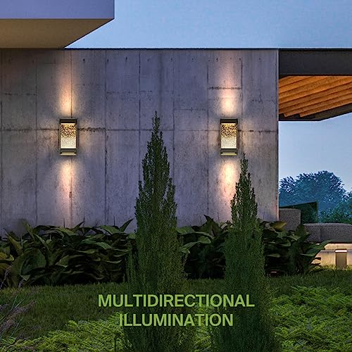 Asd Led Wall Mount Light Fixture | Crystal Bubble Glass Lighting Sconce | 12 Inch 22W (80W) 120V 450Lm 3000K 4000K 5000K Adjustable | Outdoor & Indoor Lamp, Dimmable, Waterproof, Etl | Black #TOP4