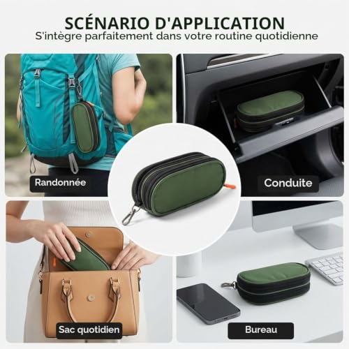 Rokahebi Double Boîtier à Lunettes Souple, étui Rigide à 2 Compartiments, étui à Lunettes de Soleil avec Fermeture éclair et Mousqueton pour Hommes et Femmes, étui de Voyage pour Lunettes – vue 7