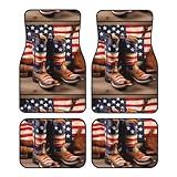 American Flag with Cowboy Boots Print Car Foot Mats...