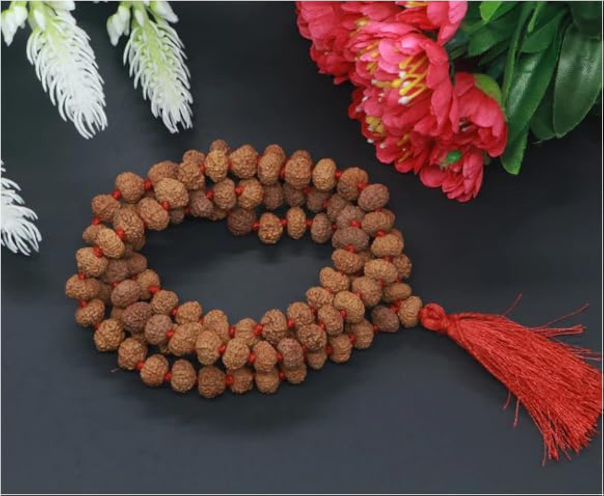 Natural 5 Mukhi Rudraksha Mala, Lab Certified