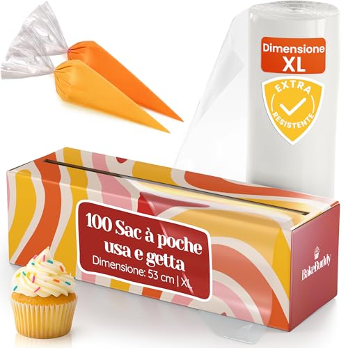 BakeBuddy Mangas Pasteleras Desechables Profesionales 100 Unidades XL 53 cm