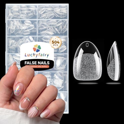 Image of Luckyfairy Extra Short Almond Nail Tips 504pcs Soft Gel Short Nails 12 Size