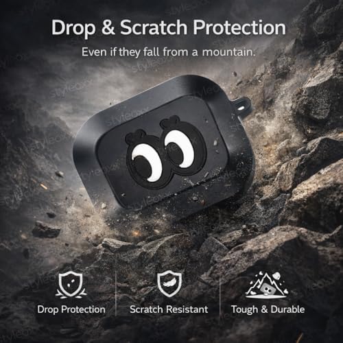Image of Anvique Silicone Case Cover for Realme Buds Air 8, Dustproof and Shockproof Protection, Compatible with Realme Buds Air 8 (Black Eye)