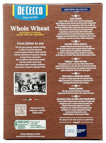 De Cecco Pasta Fusilli Whole Wheat Pasta, 13.25 oz - Thumbnail 2