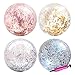 Hileyu 4 Palline Glitterate Color Oro Argento Glitterate Trasparenti, 16 Inches, gonfiabili, riutilizzabili, Multicolore