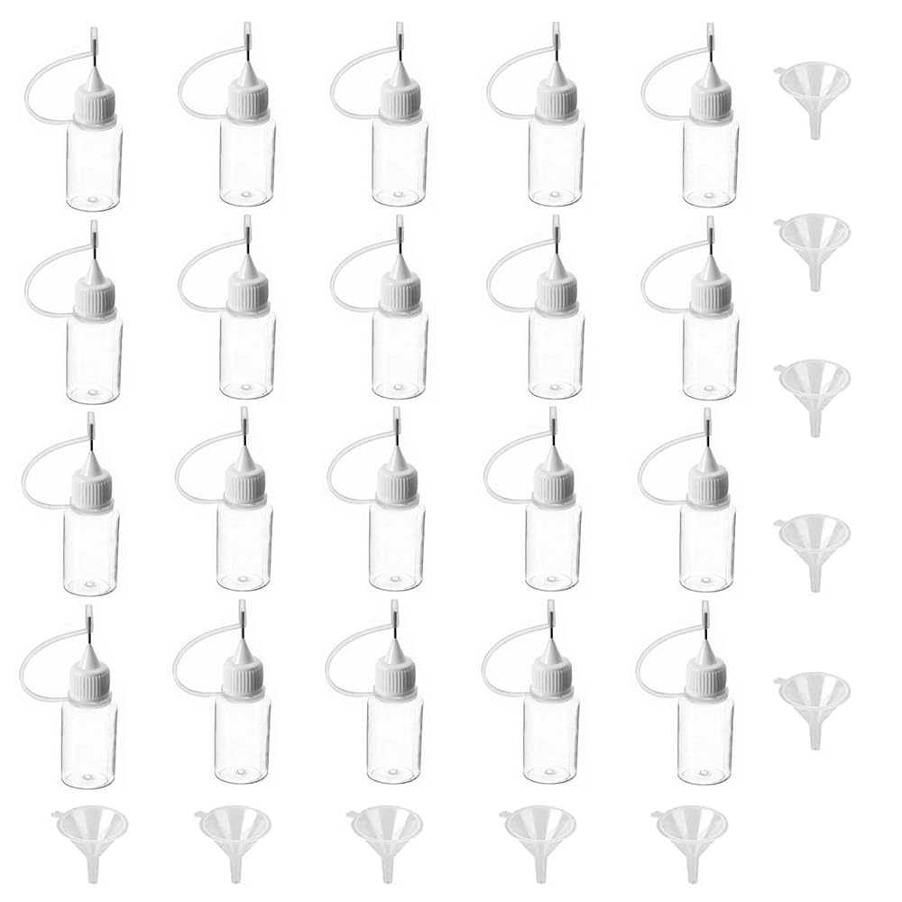 SKYPRO 20 Pcs Needle Tip Glue Bottle Applicator DIY Quilling Tool Precision Tip Glue Plastic Liquid Dropper Bottles(10 ml)