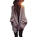 Mcupper-Women Oversized Loose Knitted Sweater Batwing Sleeve Taupe (One Size Fits Most)