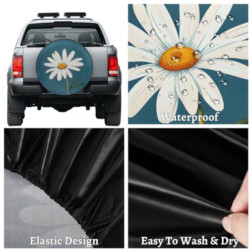 Image of Spare Tire Cover for RV Trailer, Flower Daisy Tire Covers Universal Fit for Travel Trailer Camper Jeep RV SUV Truck Waterproof Wheel Cover (16 inch for Diameter 29 inch - 31 inch)