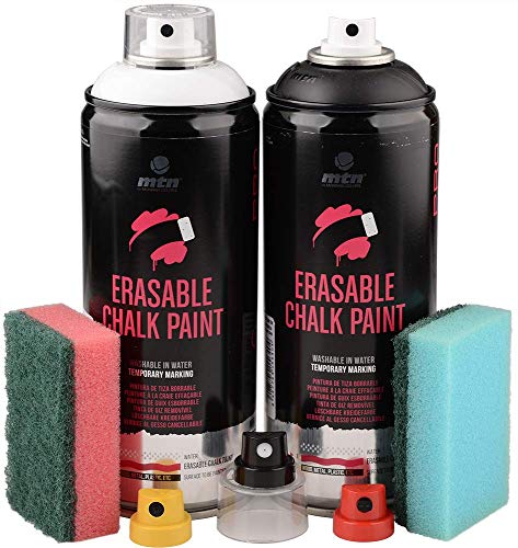 Kreidespray Set MTN schwarz weiss inkl. Schwamm und Ersatzcaps