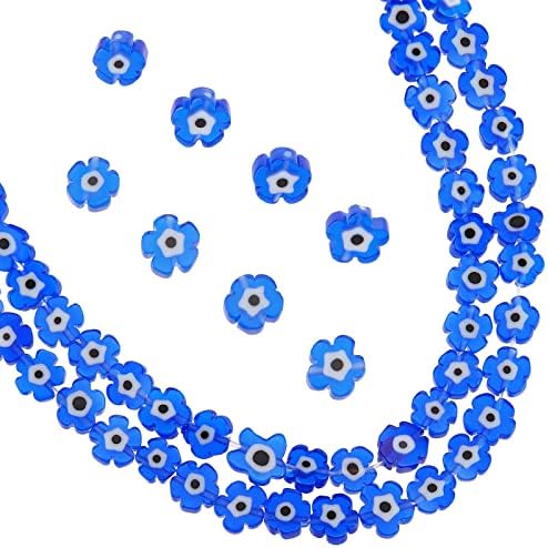 NBEADS 120 Pcs Evil Eye Beads, Lampwork Beads Flat Round Spacer Beads for Jewelry Making