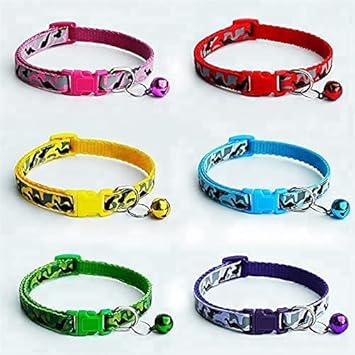 Pups&pets Reflective Collar Safety Buckle with Bells for Puppy, Cat, Dog, Kitten (Colour May Vary) - (Pack of 2)
