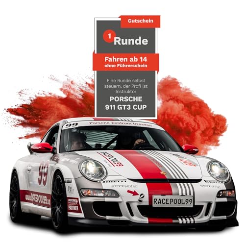 Racepool99 Experiencia Cupón – 1 ronda auto conducción con Porsche 911 GT3 en circuito de Sajonia/Regalos para amantes de los coches/idea de regalo para hombres