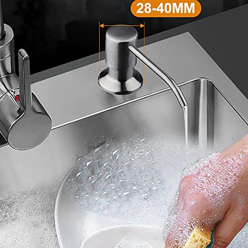 Image of amiciCare Kitchen Sink Soap Dispenser Built-in Countertop S.S Steel Dispenser Pump with 360 Degree Rotating Head and 1.15m Extension Pipe (Dispenser Pump with Extension Pipe), Plastic