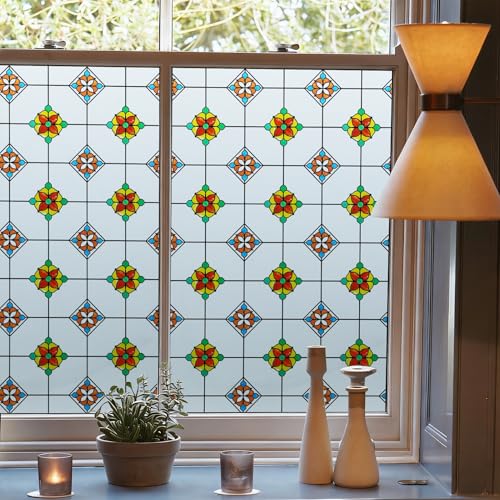 Image of DKTIE 2nd Gen Frosted Glass Window Privacy Film Art Deco 17.7in X 78.7in
